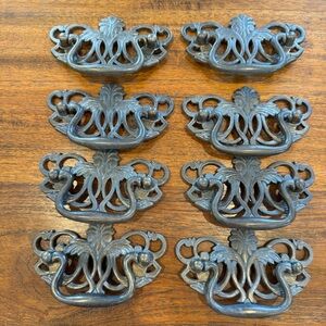 Vintage Brass Open Scroll Ornate Bail Drawer Pull Handle Lot 8 Victorian Style